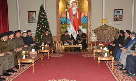 وزير الدفاع ورئيس الأركان يقدمان التهنئة للبابا تواضروس بمناسبة عيد الميلاد