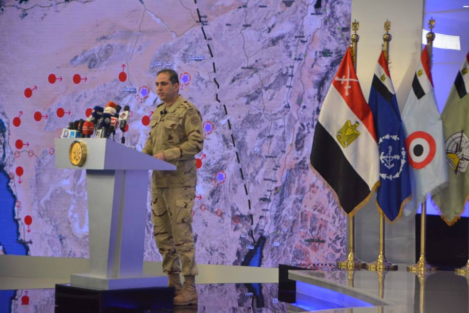 المتحدث العسكرى يعقد مؤتمر صحفى لعرض نتائج العملية الشاملة ”سيناء 2018”.