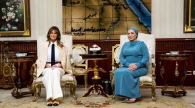 قرينة الرئيس السيسي تلتقي مع ميلانيا ترامب