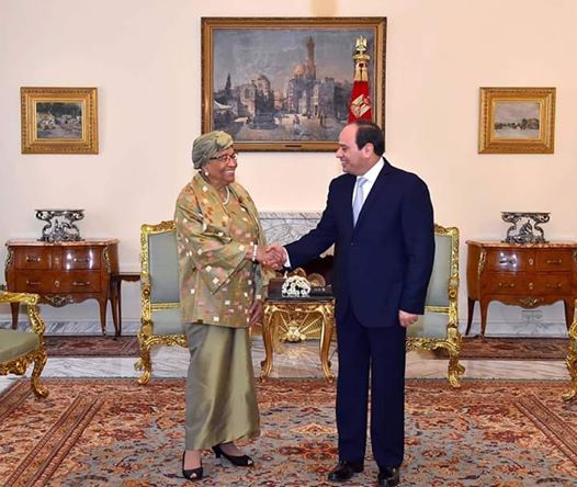 السيسى يستقبل إيلين جونسون رئيسة ليبيريا
