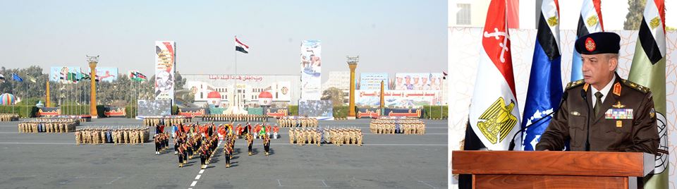 وزير الدفاع  يشهد الإحتفال بإنتهاء فترة الإعداد العسكرى لطلبة الكليات والمعاهد العسكرية