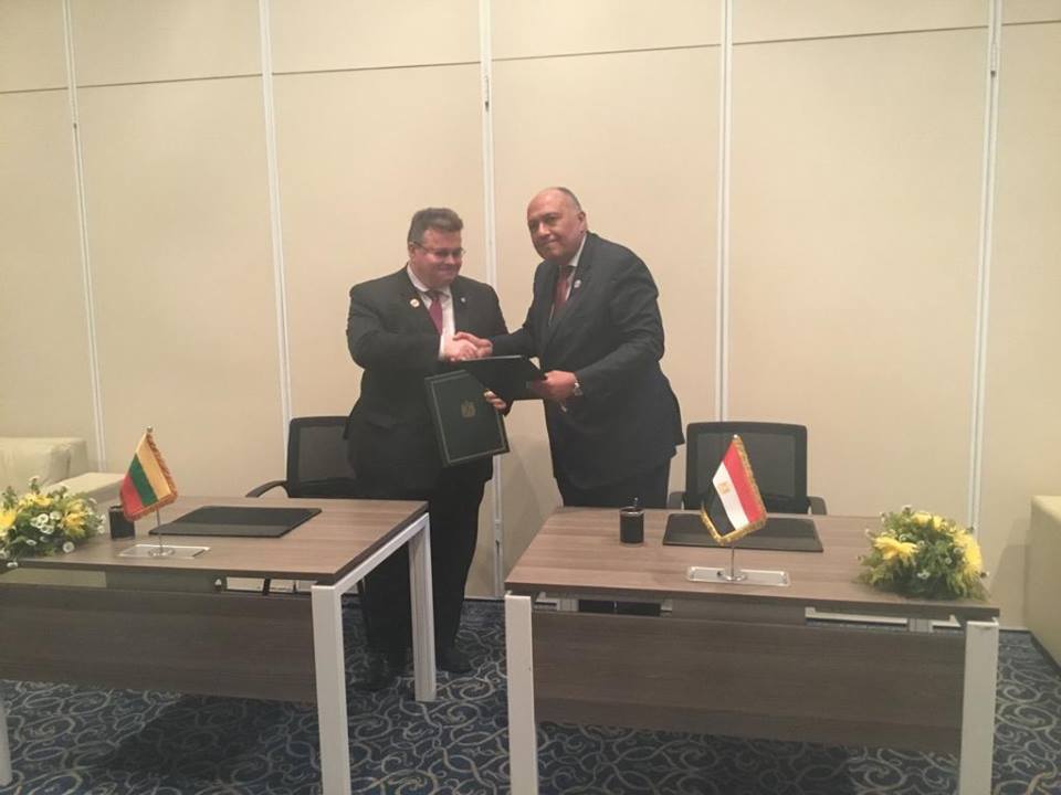 شكري يلتقي نظيره الليتواني على هامش أعمال القمة العربية الأوروبية