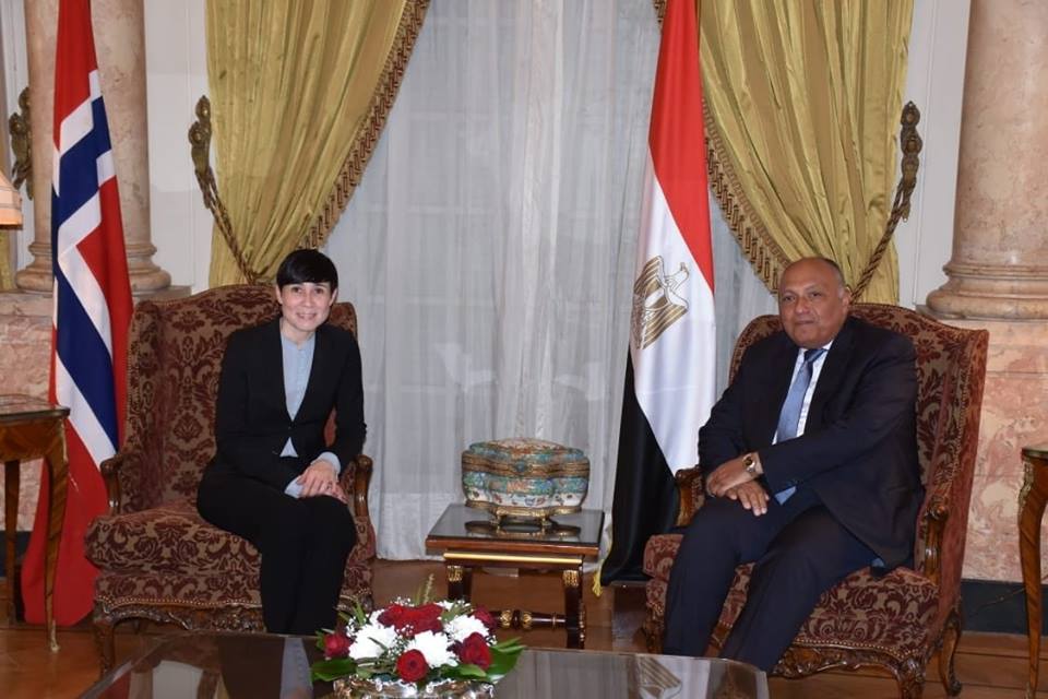 سامح شكري يعقد مباحثات ثنائية مع وزيرة خارجية النرويج