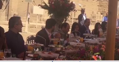بالفيديو السيسى يتناول وجبة الافطار مع الشباب العربي والأفريقي
