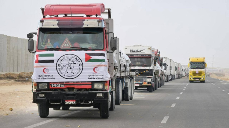 الجهود الدبلوماسية الإماراتية تثمر بإدخال أول شحنة مساعدات إنسانية إلى غزة بعد أكثر من 80 يوماً من الانقطاع
